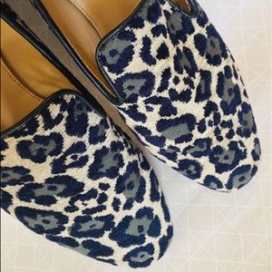 JCrew Navy & Grey Leopard Flats (sz 7)